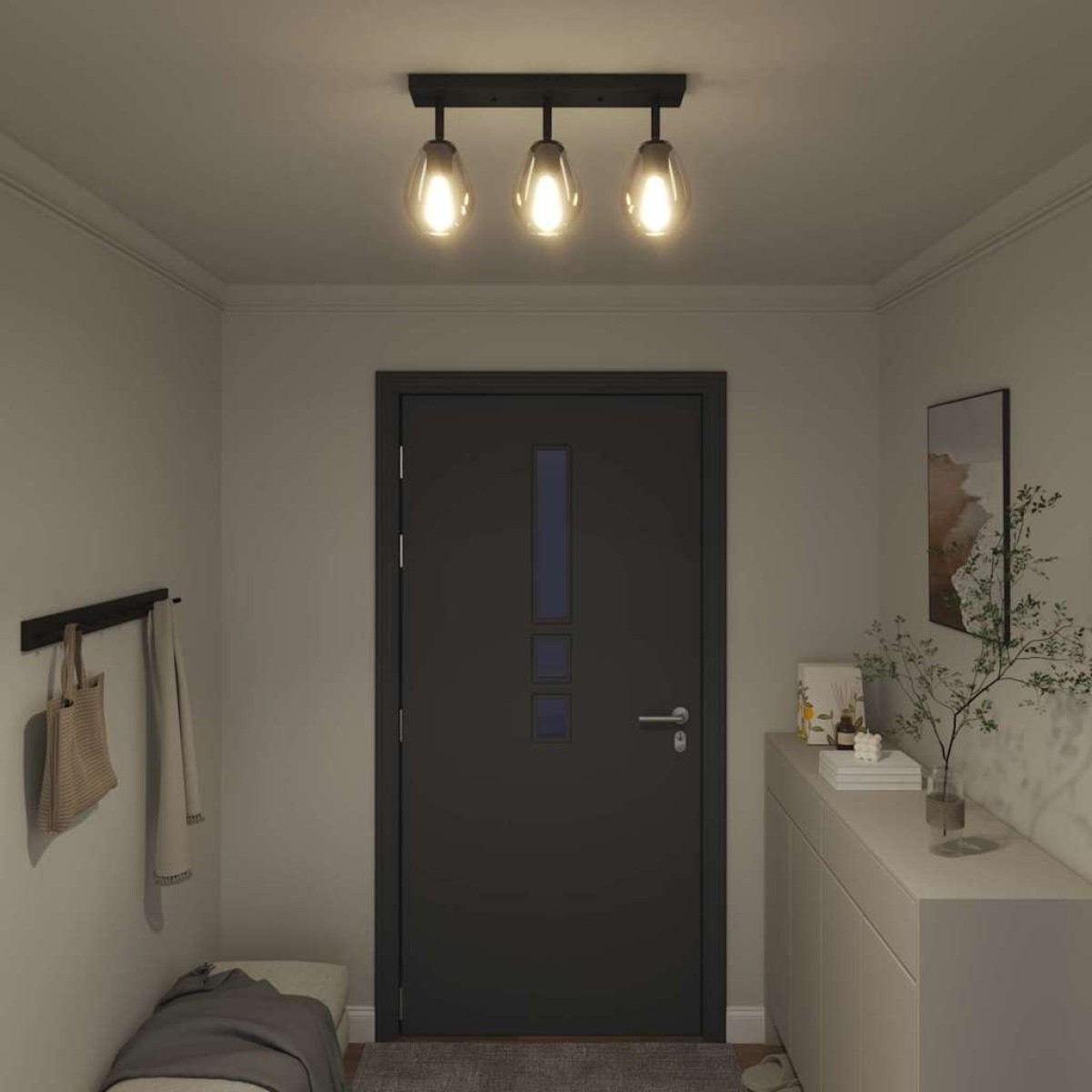 vidaXL Σποτ οροφής Μαύρο 54 x 13 x 26 εκ. Γυαλί και Μέταλλο
