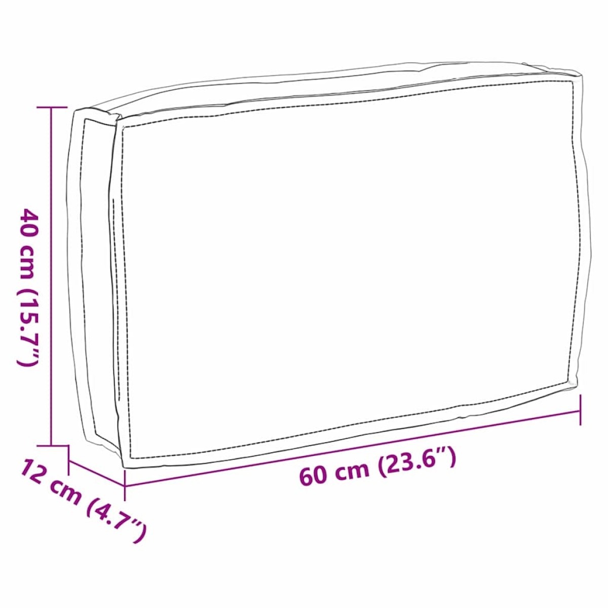 vidaXL Μαξιλάρι Γκρι 60 x 40 x 12 cm Ύφασμα Όξφορντ