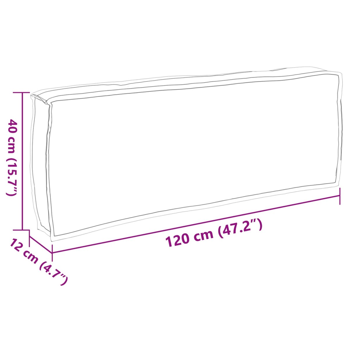 vidaXL Μαξιλάρι Γκρι 120 x 40 x 12 cm Ύφασμα Όξφορντ