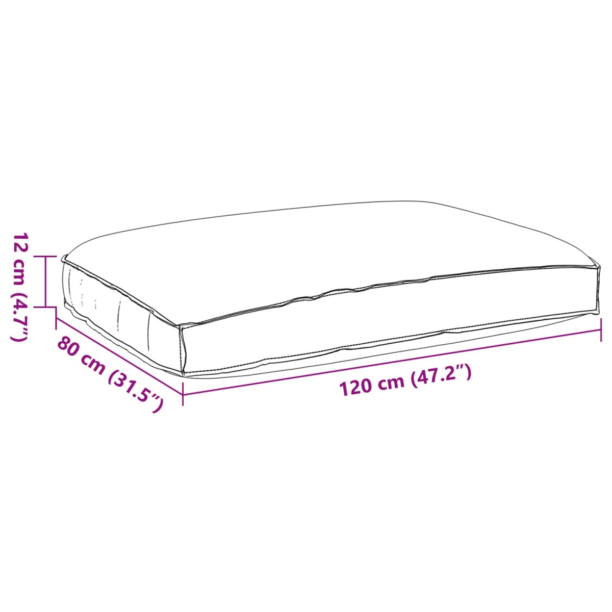 vidaXL Μαξιλάρι Μαύρο 120 x 80 x 12 cm Ύφασμα Όξφορντ