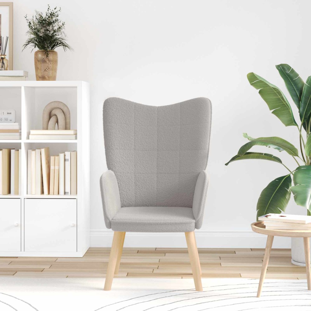 vidaXL Πολυθρόνα Ανοιχτό γκρι 62 x 67 x 95,5 εκ Υφάσματος Sherpa
