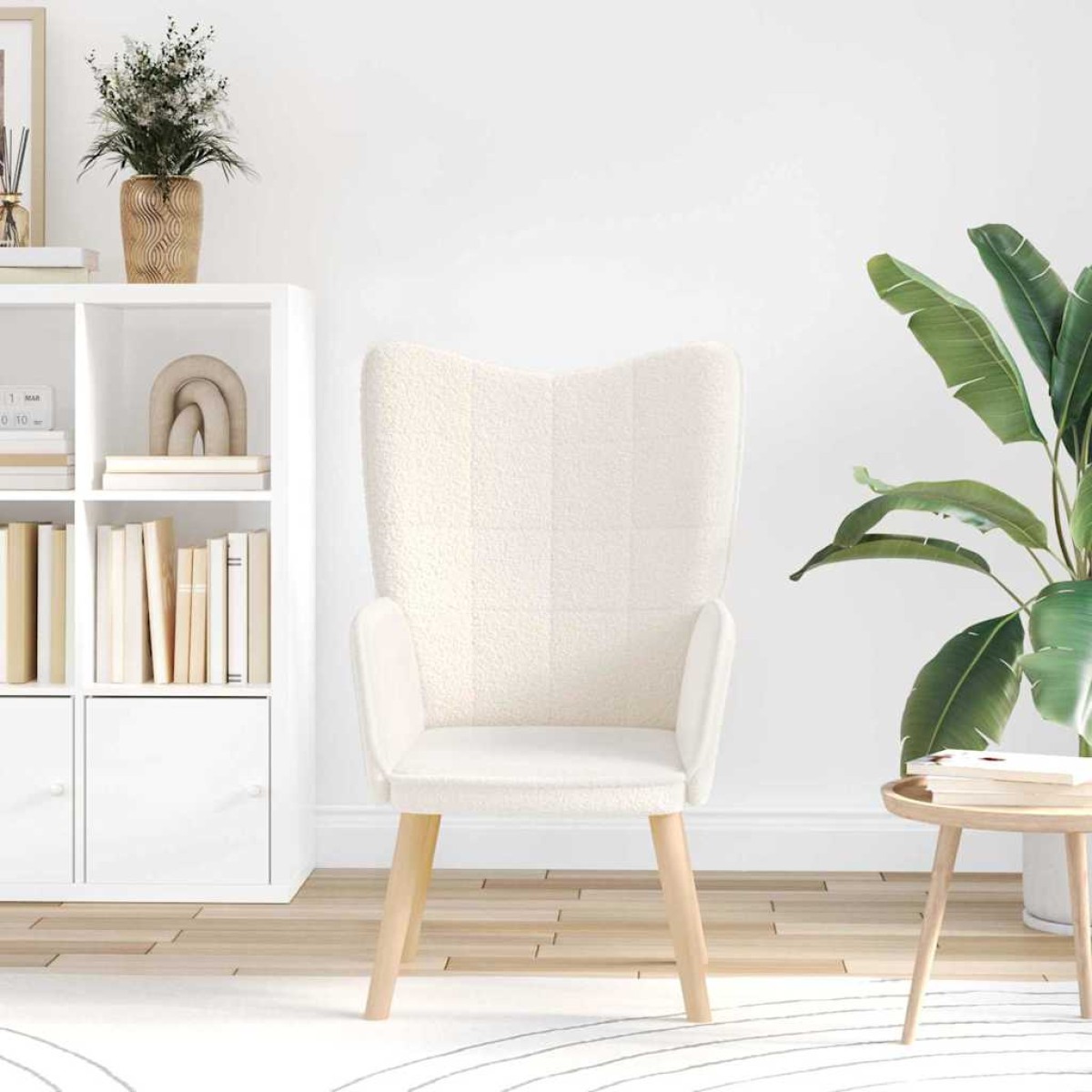 vidaXL Πολυθρόνα Κρεμ 62 x 67 x 95,5 εκ Υφάσματος Sherpa