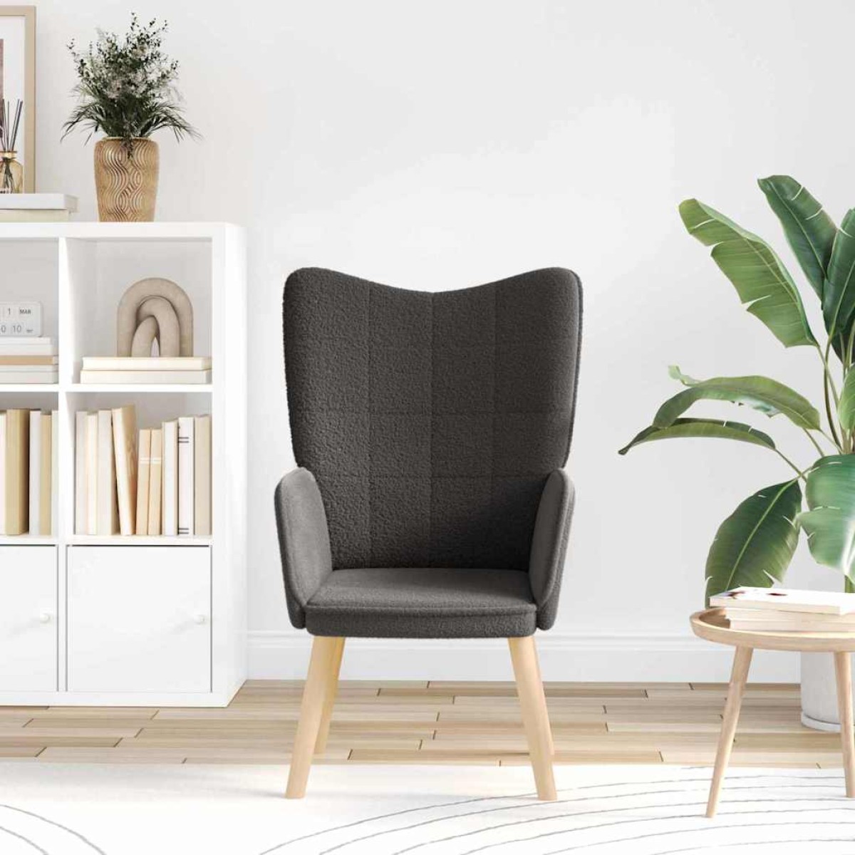 vidaXL Πολυθρόνα Σκούρο Γκρι 62 x 67 x 95,5 εκ Υφάσματος Sherpa
