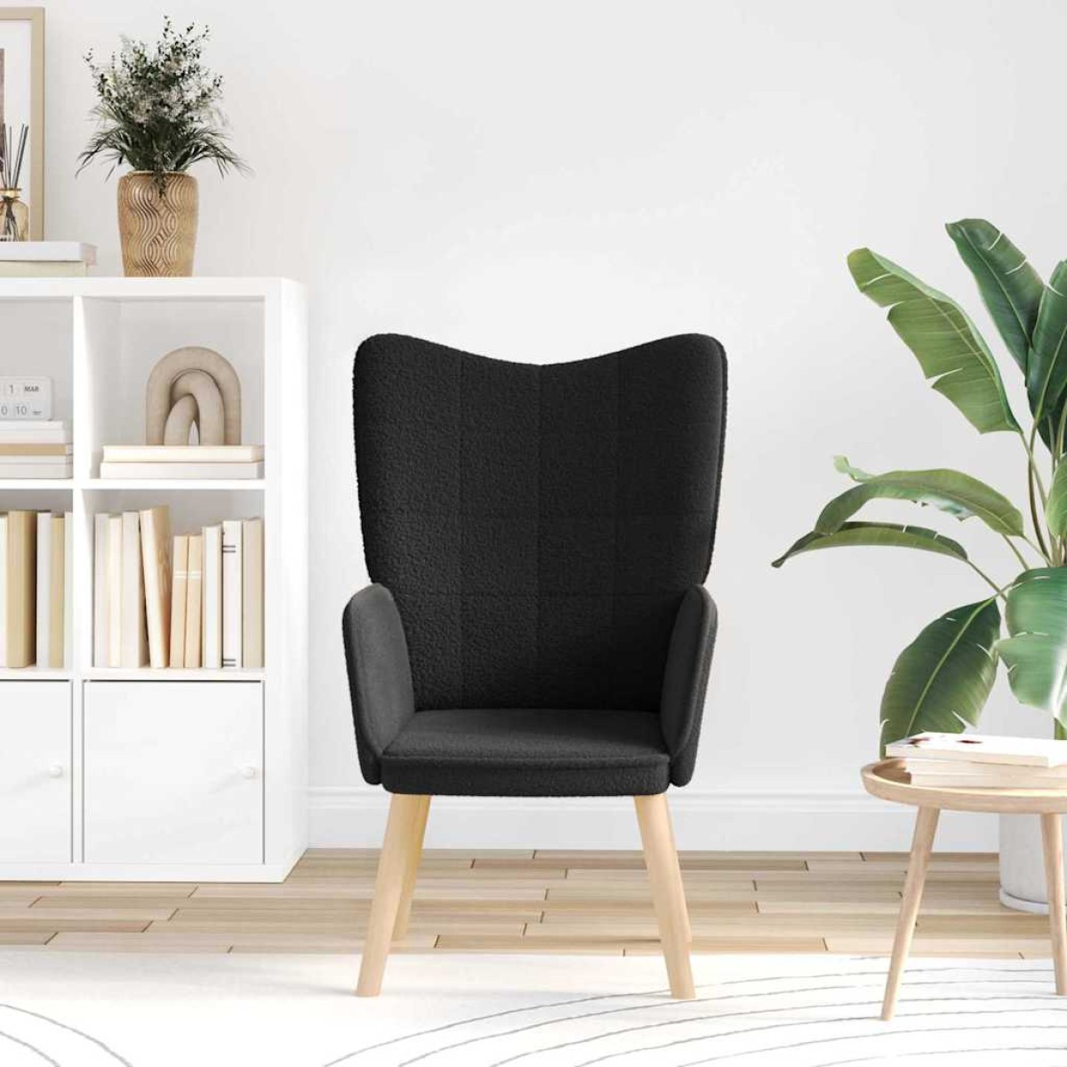 vidaXL Πολυθρόνα Μαύρο 62 x 67 x 95,5 εκ Υφάσματος Sherpa