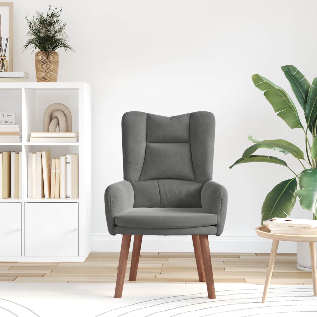 vidaXL Πολυθρόνα Σκούρο Γκρι 63 x 67 x 94 εκ. Βελούδο