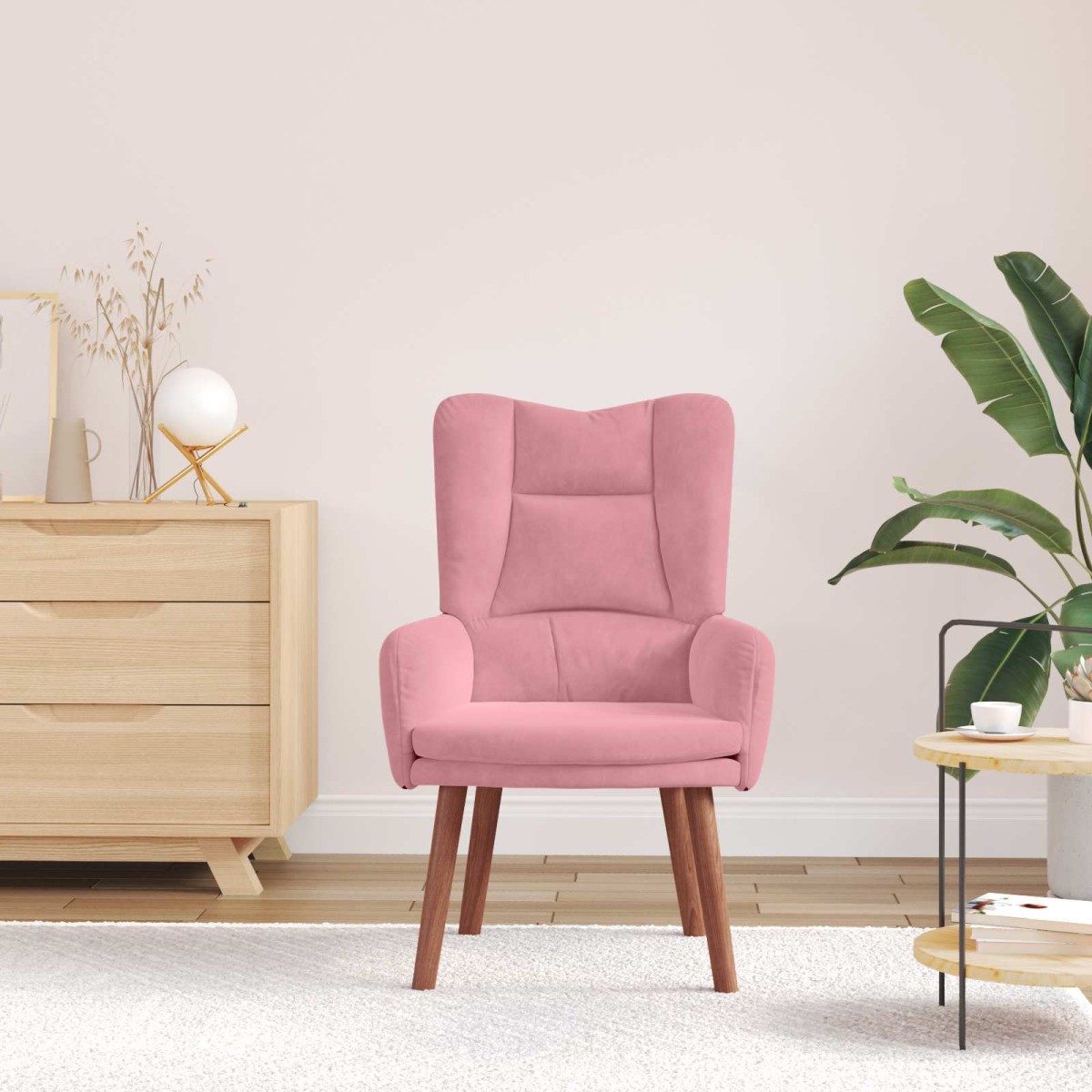vidaXL Πολυθρόνα Ροζ 63 x 67 x 94 εκ. Βελούδο