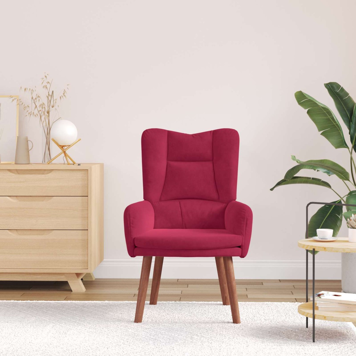 vidaXL Πολυθρόνα Κόκκινο 63 x 67 x 94 εκ. Βελούδο