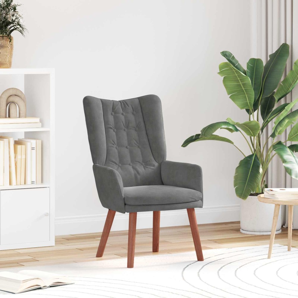 vidaXL Πολυθρόνα Σκούρο Γκρι 63 x 67 x 94 εκ. Βελούδο