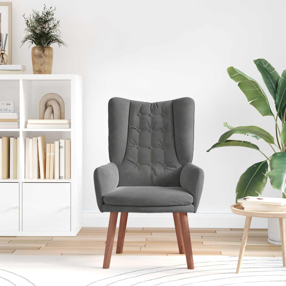 vidaXL Πολυθρόνα Σκούρο Γκρι 63 x 67 x 94 εκ. Βελούδο