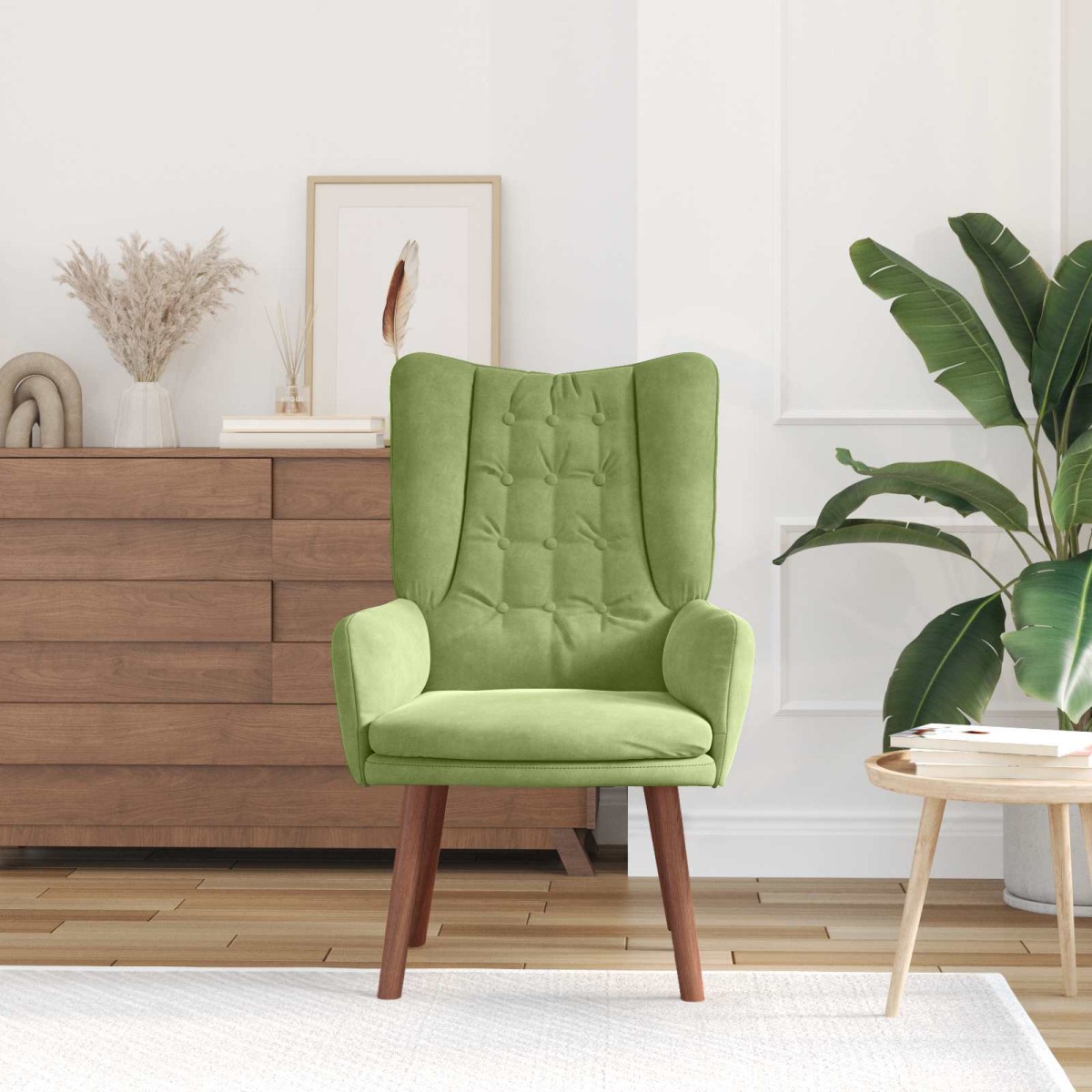 vidaXL Πολυθρόνα Ανοιχτό Πράσινο 63 x 67 x 94 εκ. Βελούδο