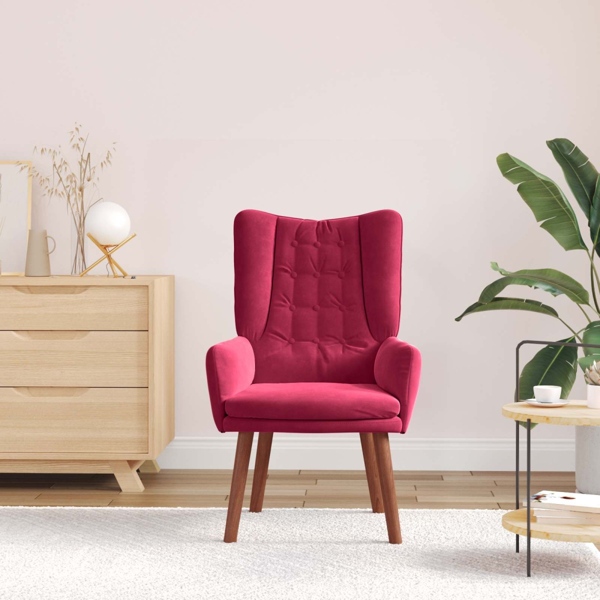 vidaXL Πολυθρόνα Κόκκινο 63 x 67 x 94 εκ. Βελούδο