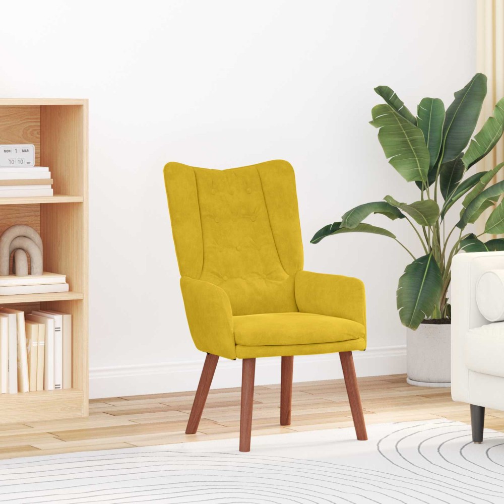 vidaXL Πολυθρόνα Κίτρινο 63 x 67 x 94 εκ. Βελούδο