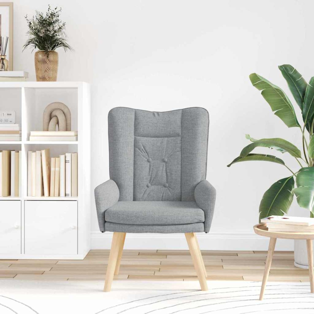 vidaXL Πολυθρόνα Ανοιχτό γκρι 63 x 67 x 94 εκ. Ύφασμα και κόντρα πλακέ