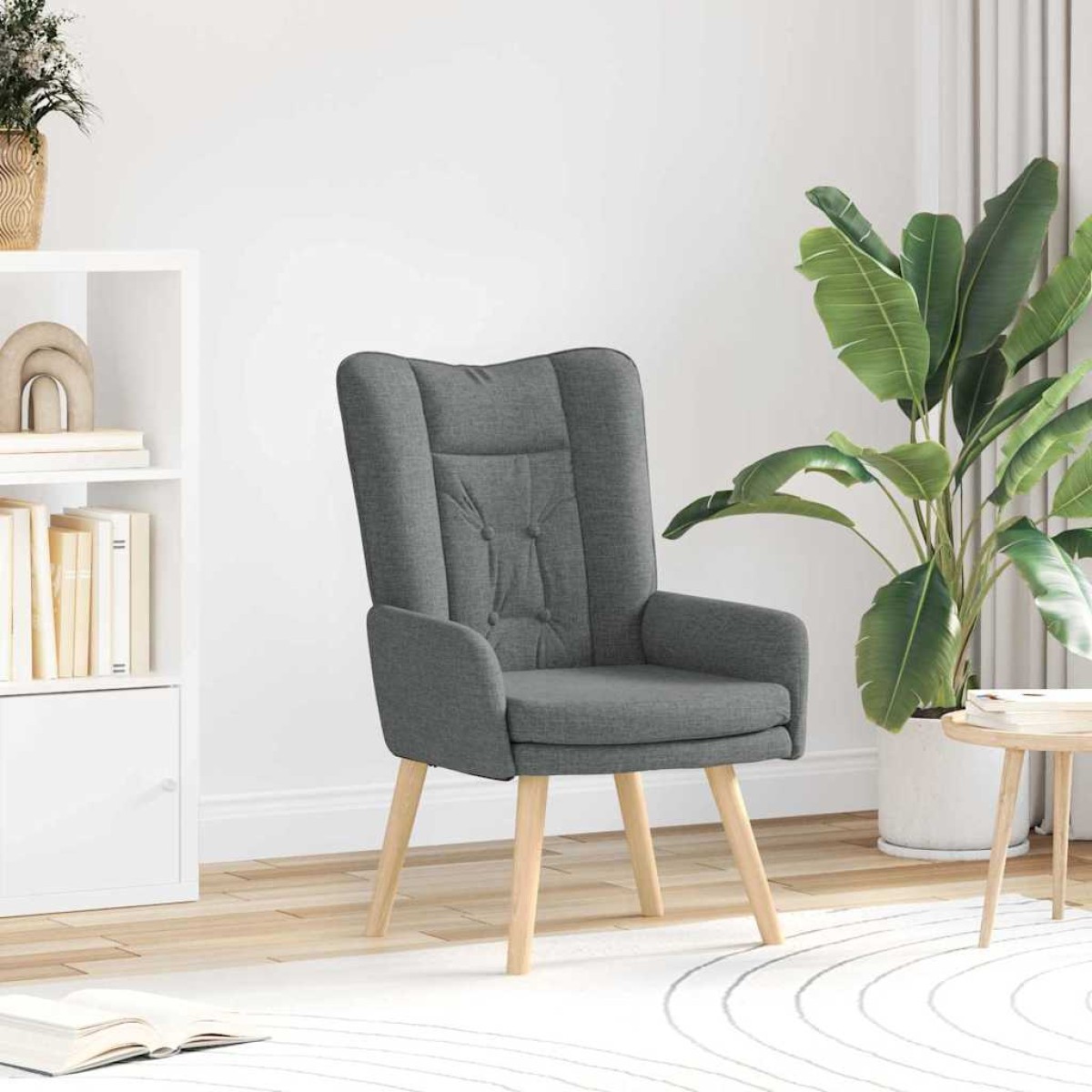 vidaXL Πολυθρόνα Σκούρο Γκρι 63 x 67 x 94 εκ. Ύφασμα και κόντρα πλακέ