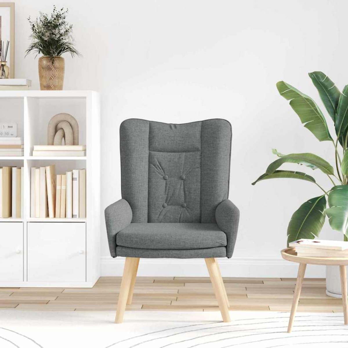 vidaXL Πολυθρόνα Σκούρο Γκρι 63 x 67 x 94 εκ. Ύφασμα και κόντρα πλακέ