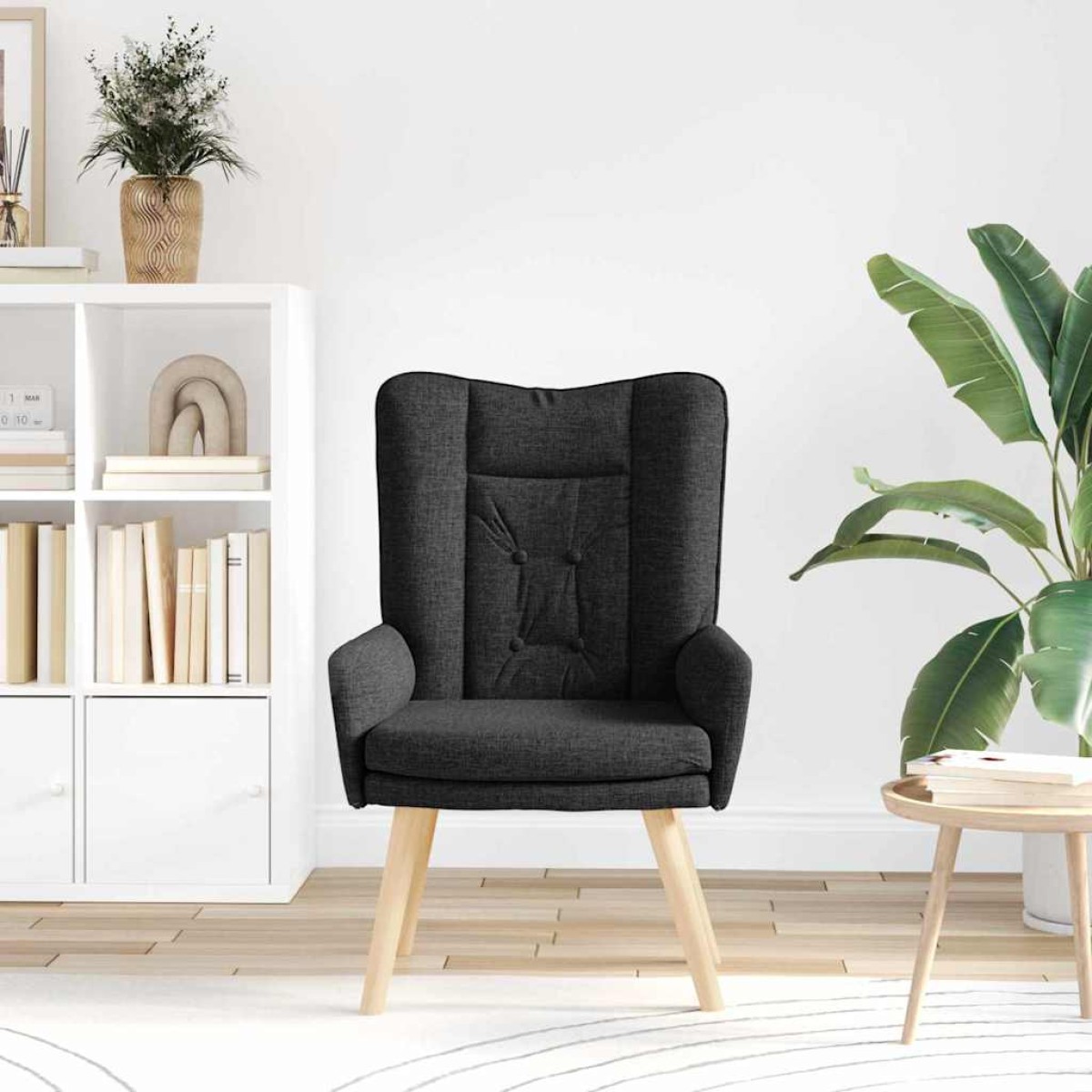vidaXL Πολυθρόνα Μαύρο 63 x 67 x 94 εκ. Ύφασμα και κόντρα πλακέ