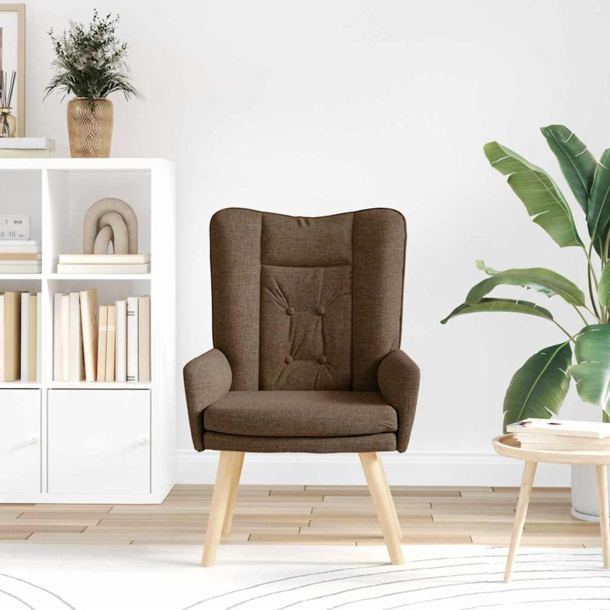 vidaXL Πολυθρόνα Καφέ 63 x 67 x 94 εκ. Ύφασμα και κόντρα πλακέ