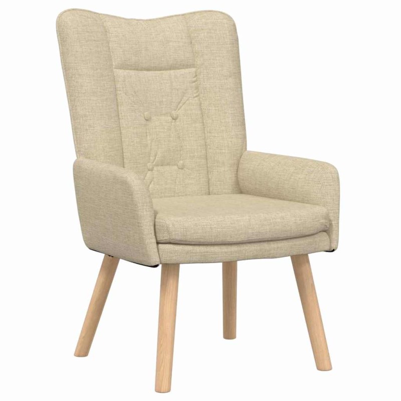 vidaXL Πολυθρόνα Κρεμ 63 x 67 x 94 εκ. Ύφασμα και κόντρα πλακέ
