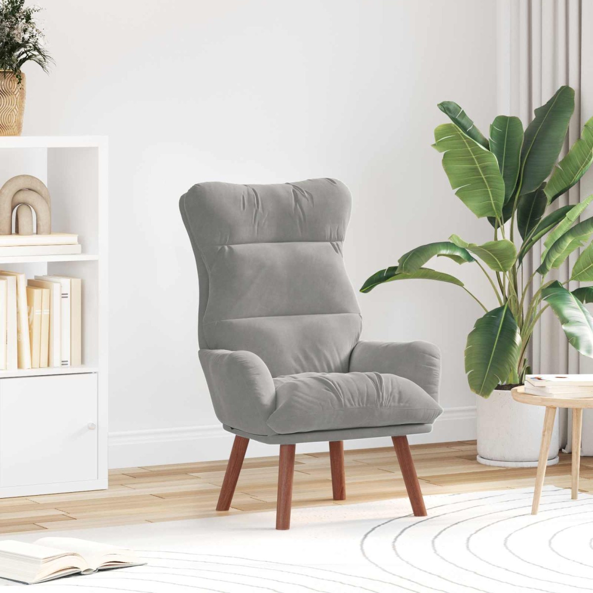 vidaXL Πολυθρόνα Ανοιχτό γκρι 69 x 74 x 93 εκ. Βελούδο