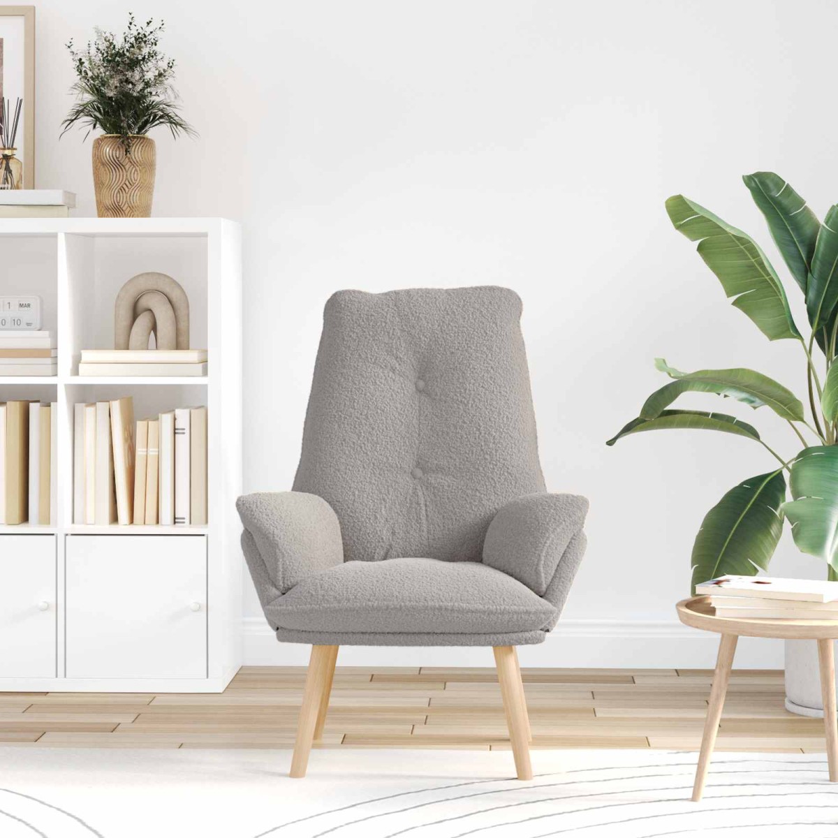vidaXL Πολυθρόνα Ανοιχτό γκρι 69 x 74 x 93 εκ. Υφάσματος Sherpa