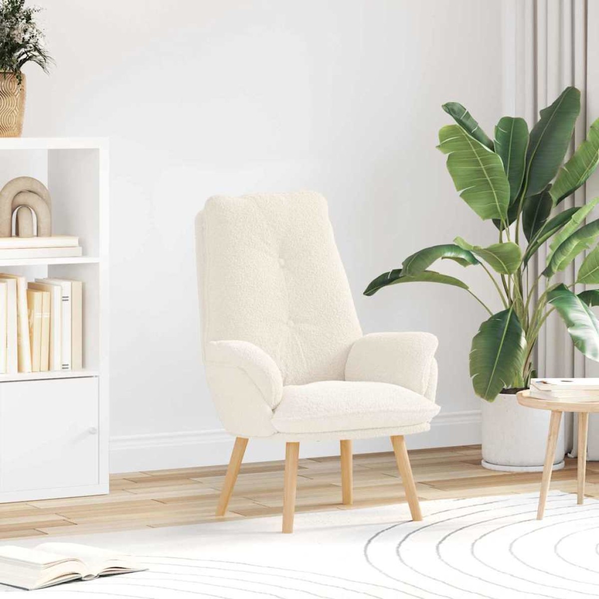 vidaXL Πολυθρόνα Κρεμ 69 x 74 x 93 εκ. Υφάσματος Sherpa