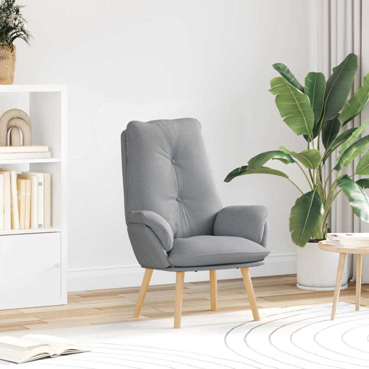 vidaXL Πολυθρόνα Ανοιχτό γκρι 69 x 74 x 93 εκ. Ύφασμα και Κόντρα Πλακέ