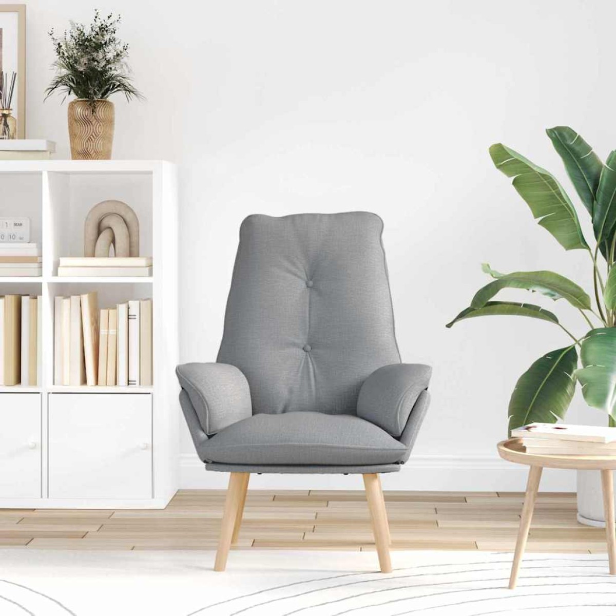 vidaXL Πολυθρόνα Ανοιχτό γκρι 69 x 74 x 93 εκ. Ύφασμα και Κόντρα Πλακέ
