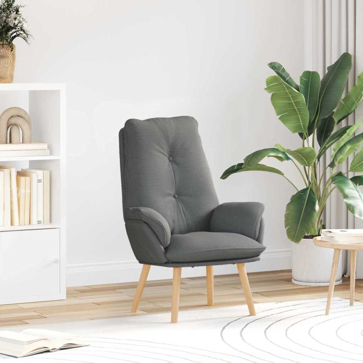 vidaXL Πολυθρόνα Σκούρο Γκρι 69 x 74 x 93 εκ. Ύφασμα και Κόντρα Πλακέ