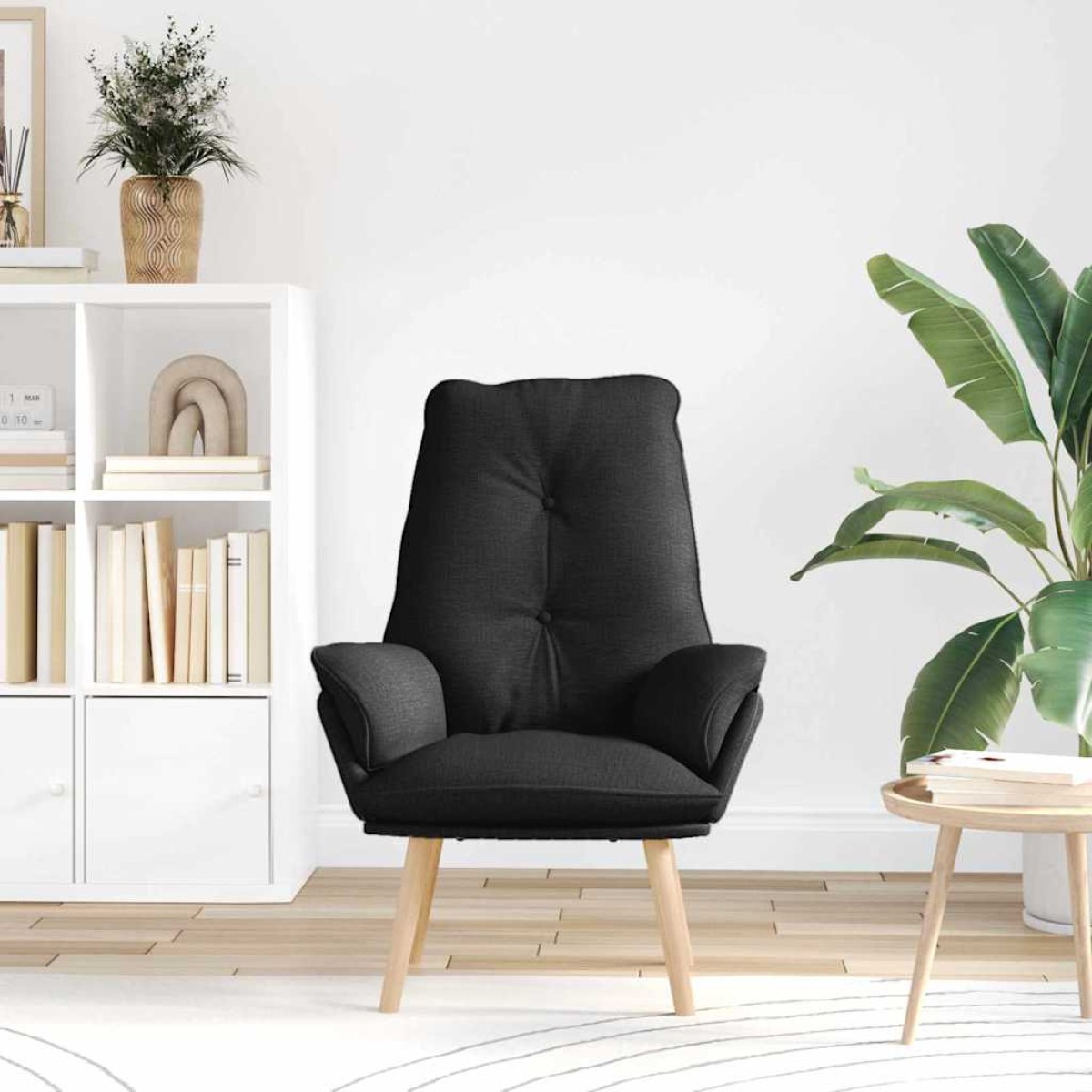 vidaXL Πολυθρόνα Μαύρο 69 x 74 x 93 εκ. Ύφασμα και Κόντρα Πλακέ