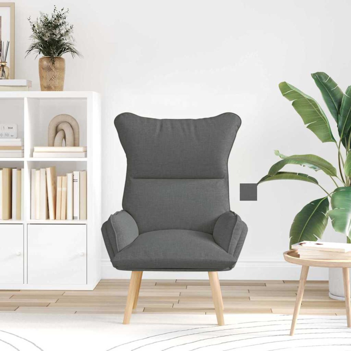 vidaXL Πολυθρόνα Σκούρο Γκρι 69 x 74 x 93 εκ. Ύφασμα και Κόντρα Πλακέ
