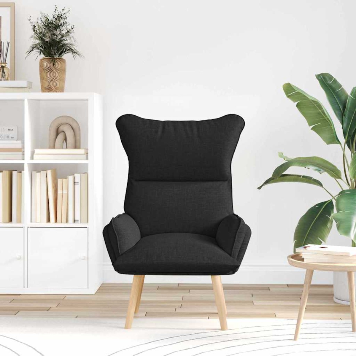 vidaXL Πολυθρόνα Μαύρο 69 x 74 x 93 εκ. Ύφασμα και Κόντρα Πλακέ