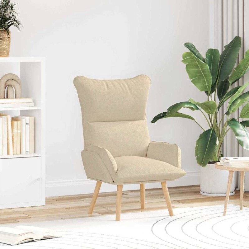 vidaXL Πολυθρόνα Κρεμ 69 x 74 x 93 εκ. Ύφασμα και Κόντρα Πλακέ
