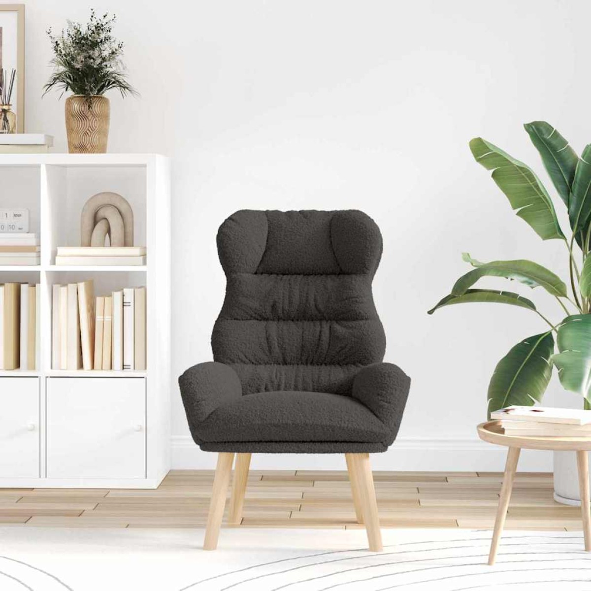 vidaXL Πολυθρόνα Σκούρο Γκρι 69 x 74 x 93 εκ. Υφάσματος Sherpa