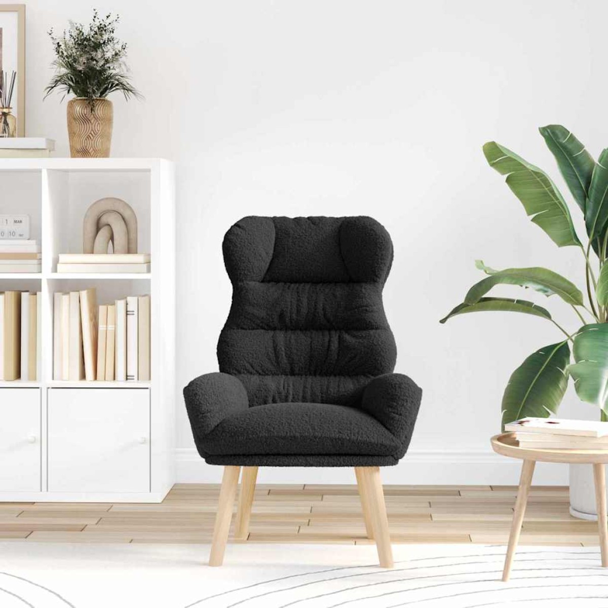 vidaXL Πολυθρόνα Μαύρο 69 x 74 x 93 εκ. Υφάσματος Sherpa