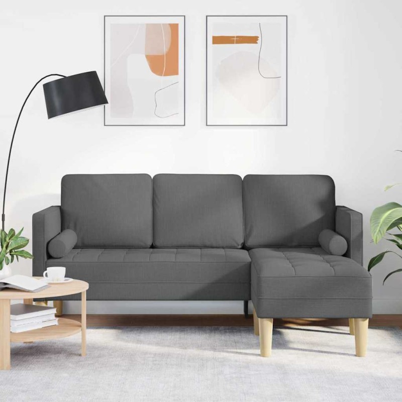 vidaXL Σετ Καναπέ Σκούρο Γκρι 173 x 131 x 67 εκ Πολυεστέρας