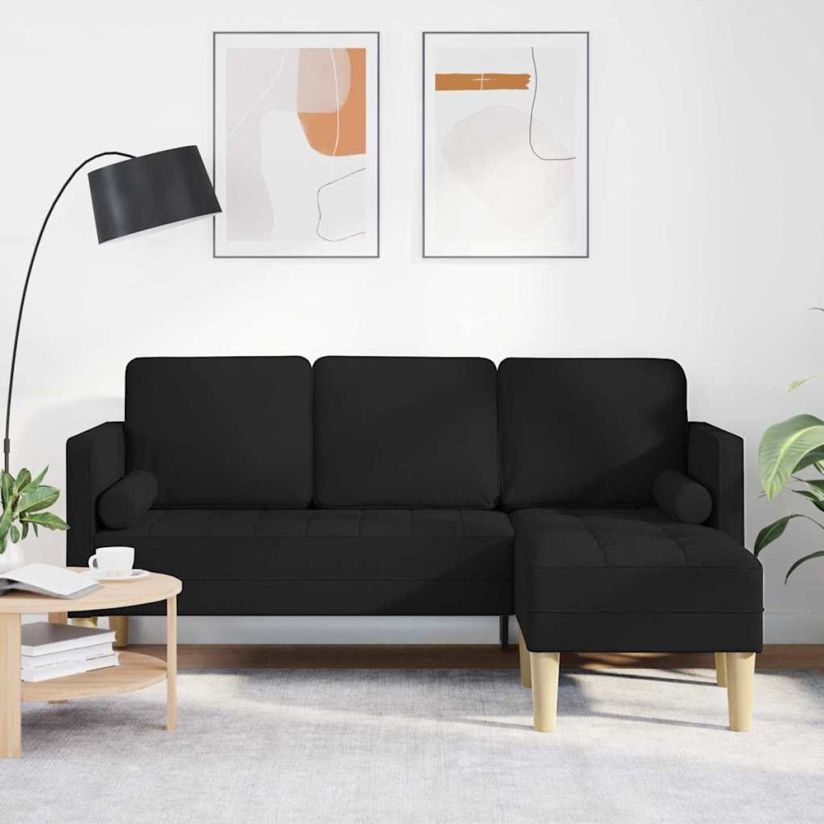 vidaXL Σετ Καναπέ Μαύρο 173 x 131 x 67 εκ Πολυεστέρας