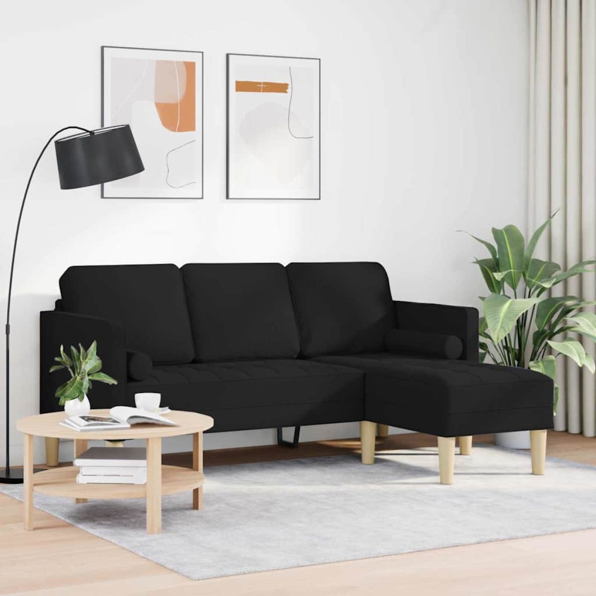 vidaXL Σετ Καναπέ Μαύρο 173 x 131 x 67 εκ Πολυεστέρας