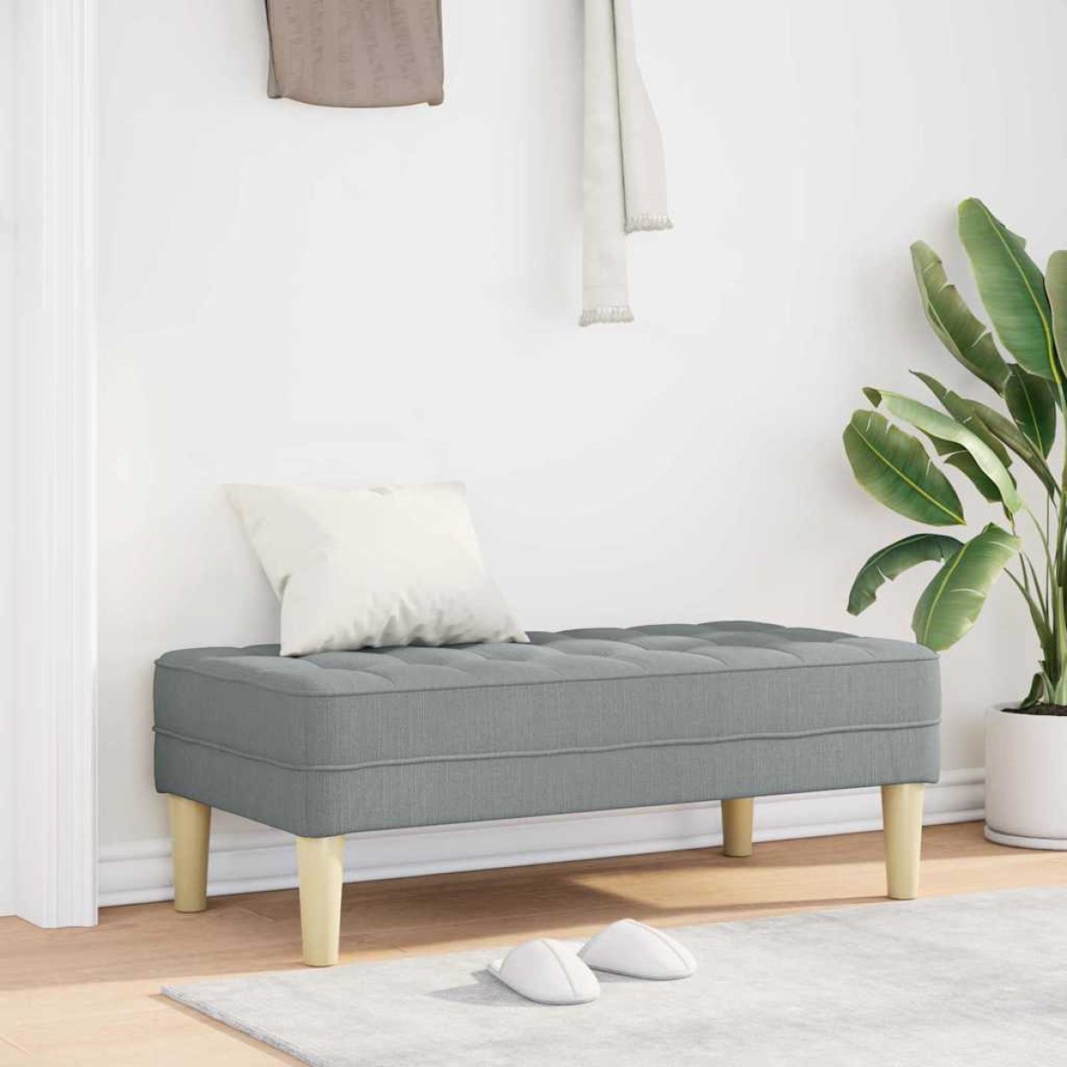 vidaXL παγκάκι με μαξιλάρι Ανοιχτό γκρι 113 x 57 x 39 εκ. ύφασμα