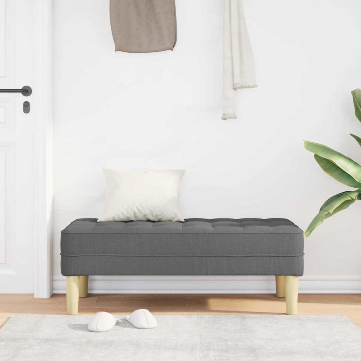 vidaXL παγκάκι με μαξιλάρι Σκούρο Γκρι 113 x 57 x 39 εκ. ύφασμα