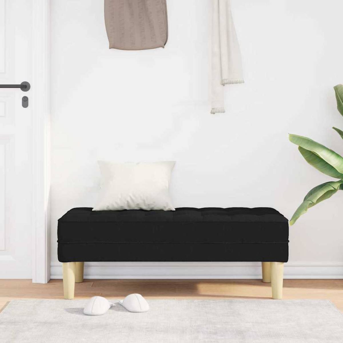 vidaXL παγκάκι με μαξιλάρι Μαύρο 113 x 57 x 39 εκ. ύφασμα