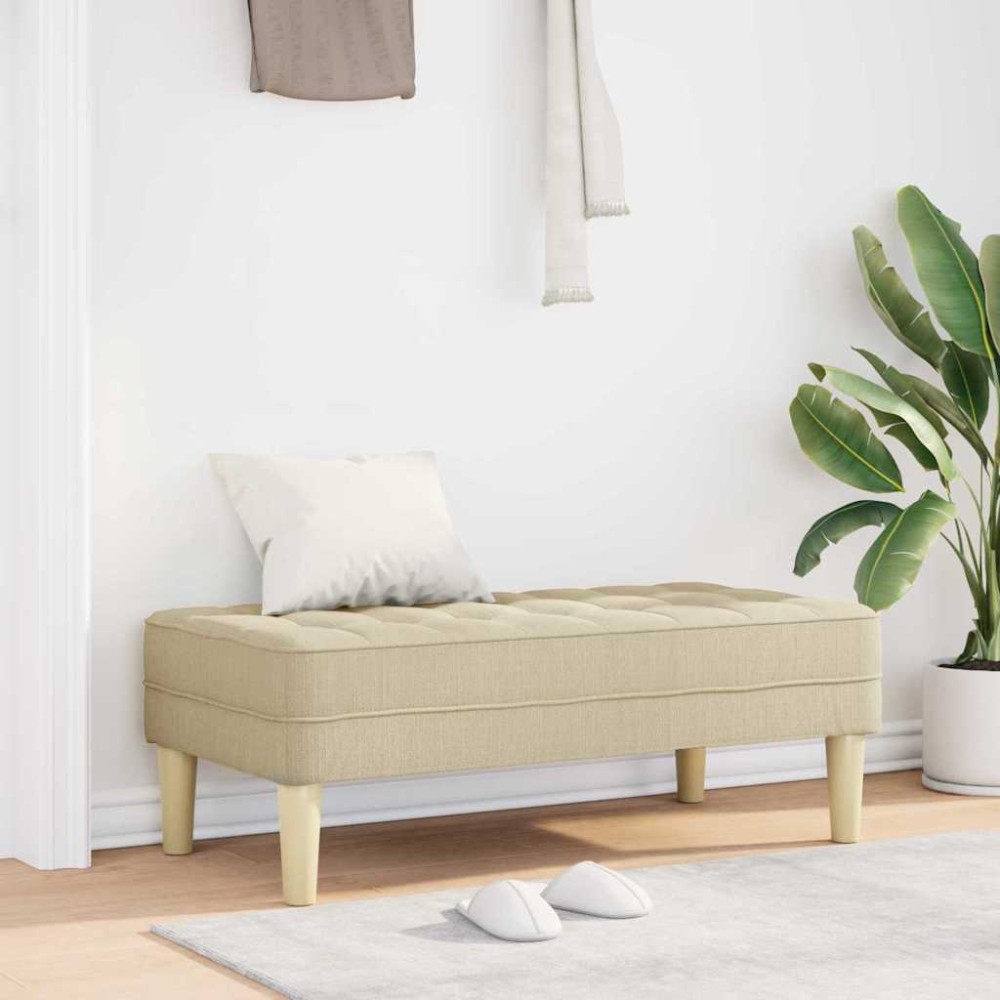 vidaXL παγκάκι με μαξιλάρι Κρεμ 113 x 57 x 39 εκ. ύφασμα