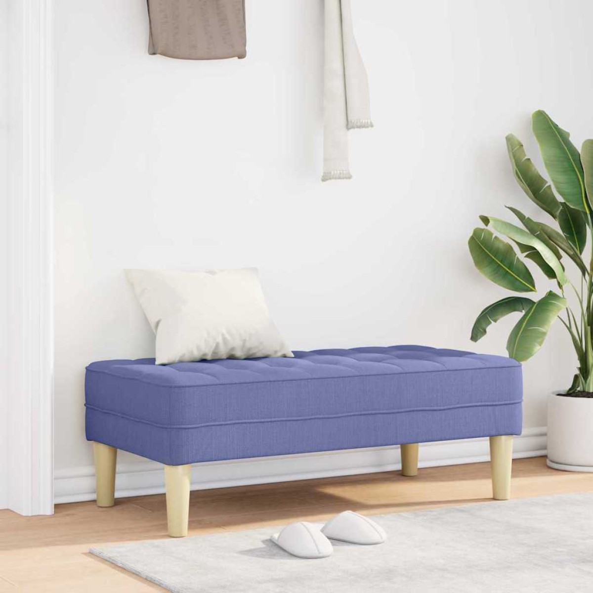 vidaXL παγκάκι με μαξιλάρι Μπλε τζην 113 x 57 x 39 εκ. ύφασμα