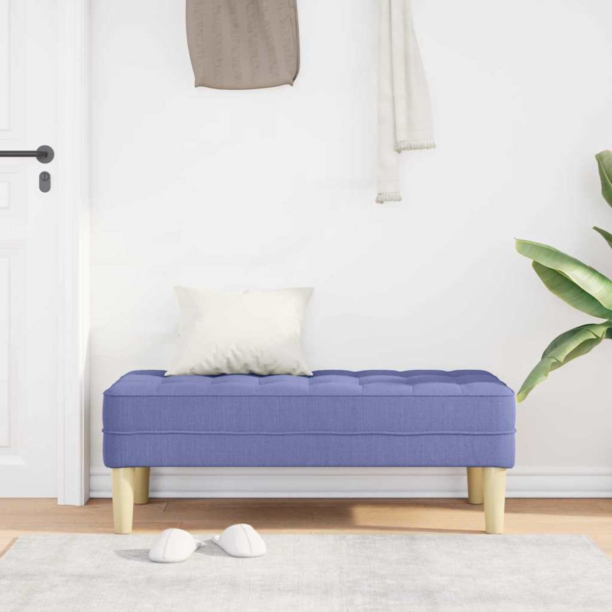 vidaXL παγκάκι με μαξιλάρι Μπλε τζην 113 x 57 x 39 εκ. ύφασμα