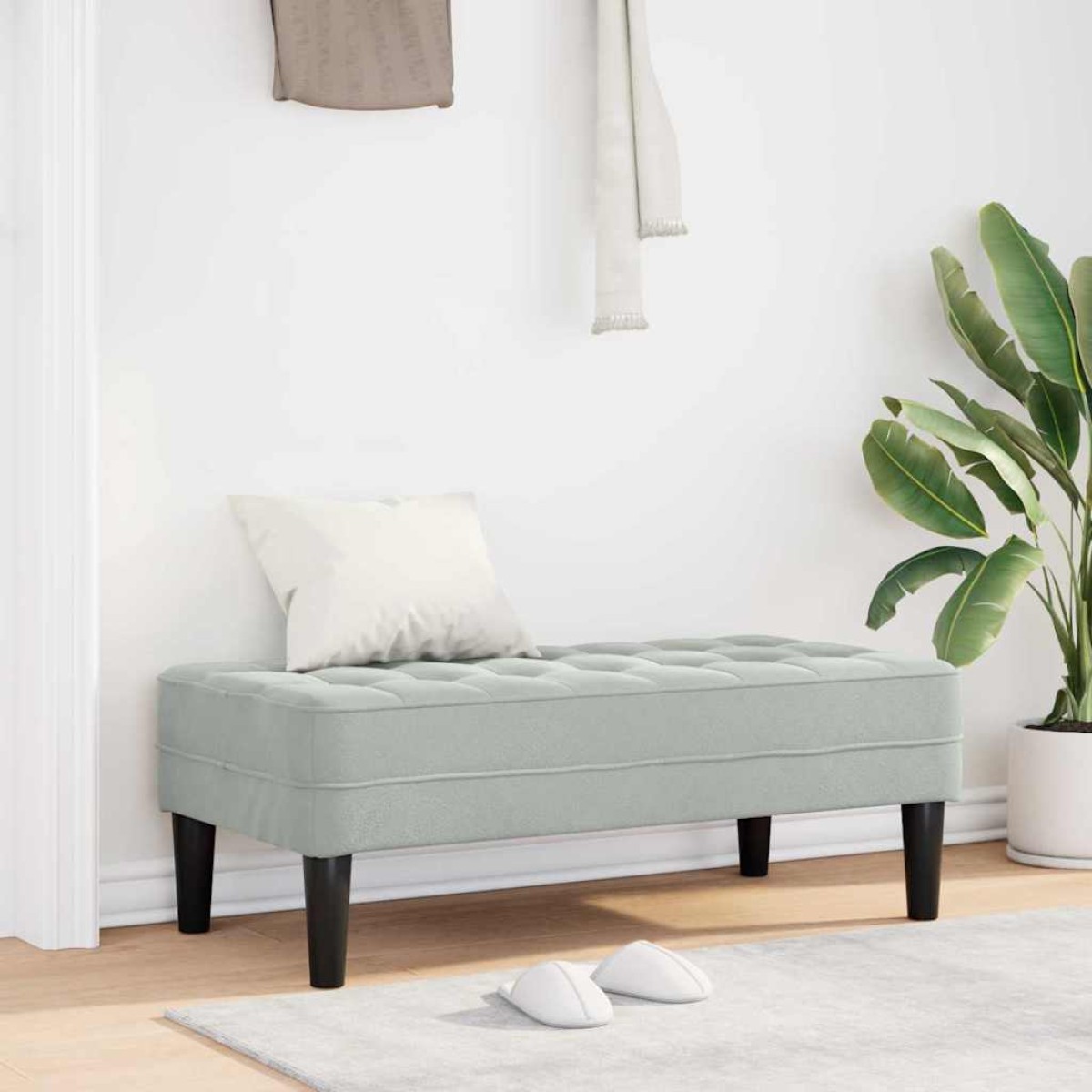 vidaXL παγκάκι με μαξιλάρι Ανοιχτό γκρι 113 x 57 x 39 εκ. Βελούδο