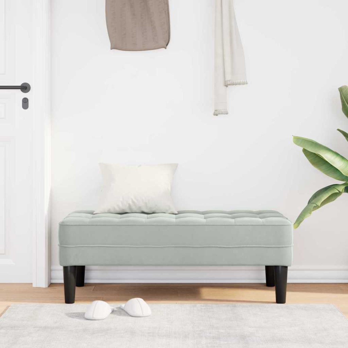vidaXL παγκάκι με μαξιλάρι Ανοιχτό γκρι 113 x 57 x 39 εκ. Βελούδο