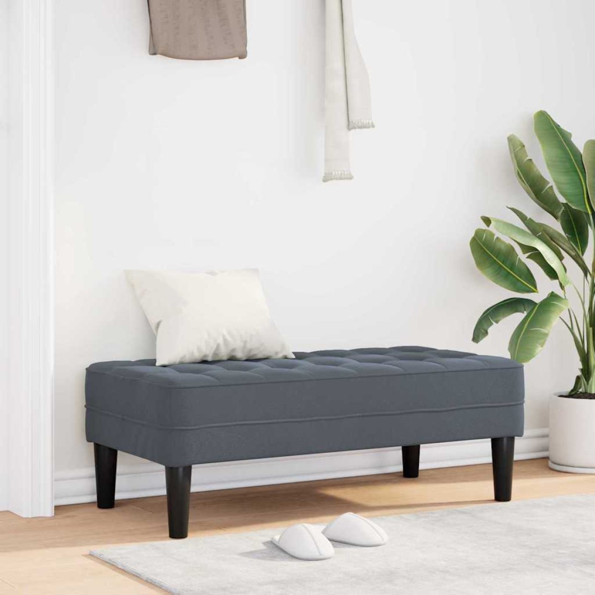 vidaXL παγκάκι με μαξιλάρι Σκούρο Γκρι 113 x 57 x 39 εκ. Βελούδο