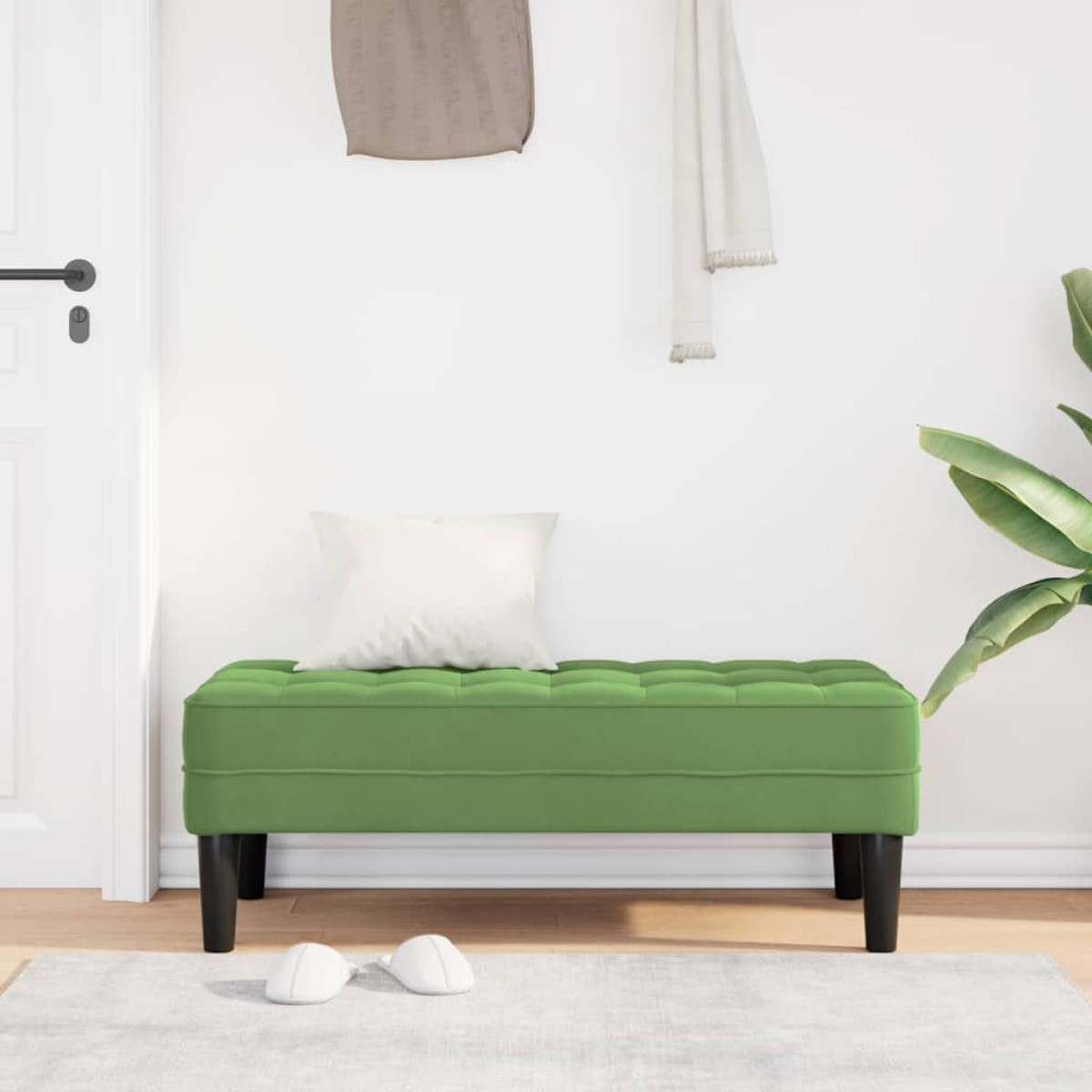 vidaXL παγκάκι με μαξιλάρι Ανοιχτό Πράσινο 113 x 57 x 39 εκ. Βελούδο