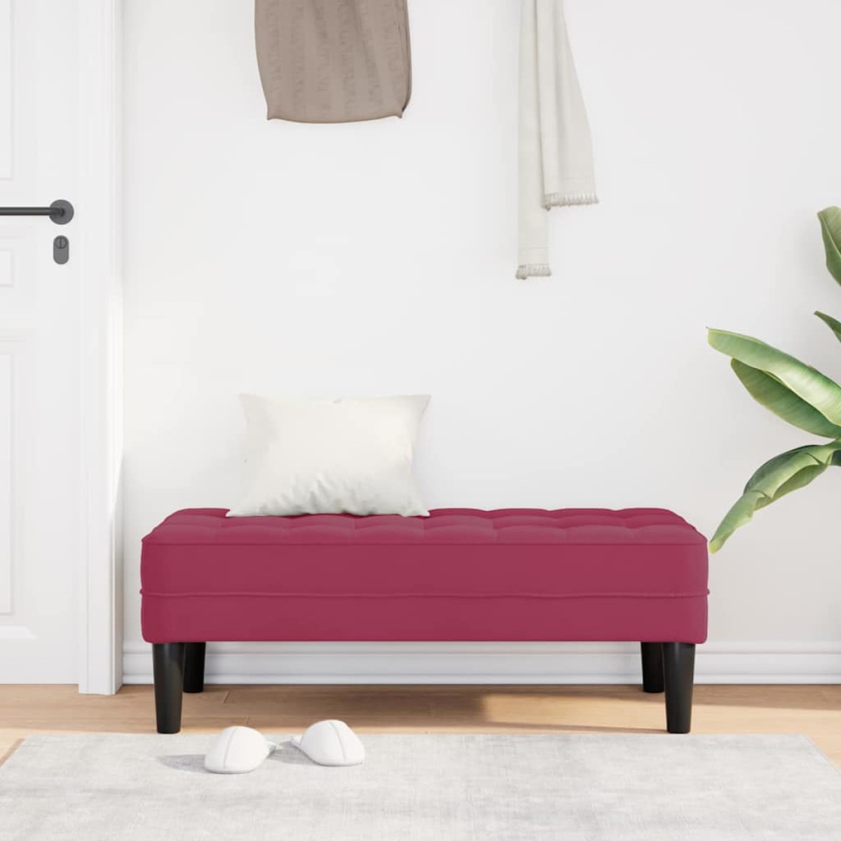vidaXL παγκάκι με μαξιλάρι Κόκκινο 113 x 57 x 39 εκ. Βελούδο