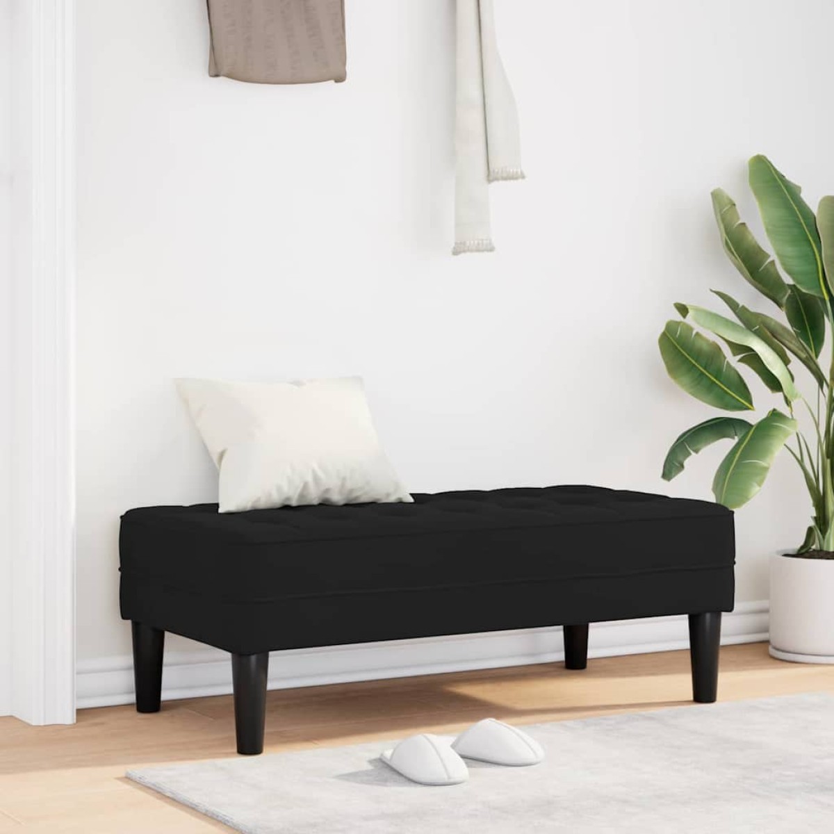 vidaXL παγκάκι με μαξιλάρι Μαύρο 113 x 57 x 39 εκ. Βελούδο