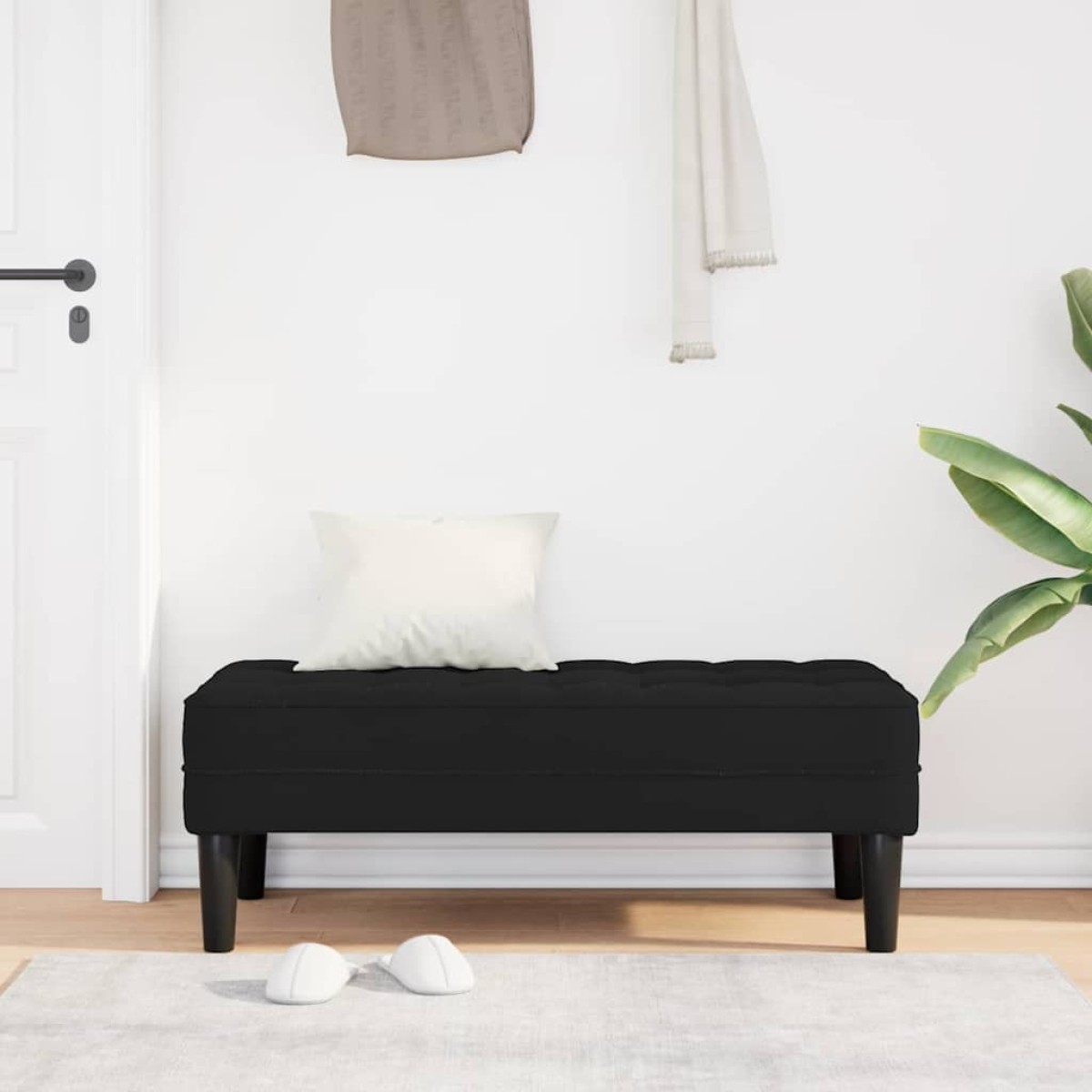 vidaXL παγκάκι με μαξιλάρι Μαύρο 113 x 57 x 39 εκ. Βελούδο